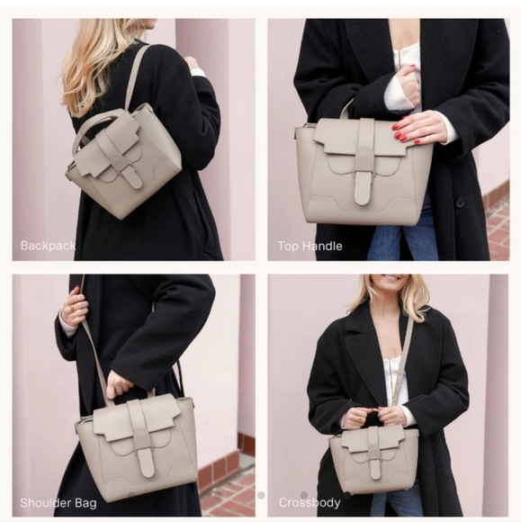 Senreve Ice Pebbled Leather Mini Maestra Convertible Backpack Crossbody - Picture 1 of 11